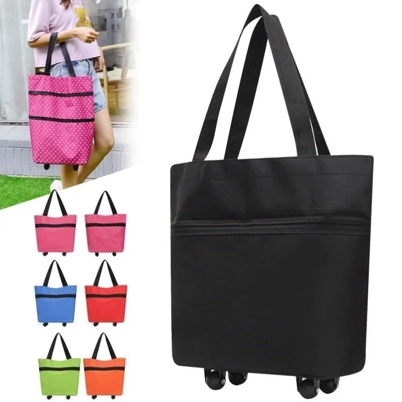 

Portable Folding Shopping Bag with Wheels Large Capacity Eco-friendly Vegetable Cart Small Trolley Car Home Storage Organizer