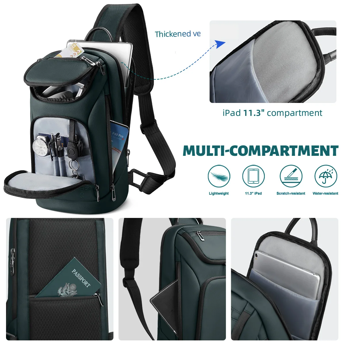 Heroic Knight Multifunctional Large-Capacity Men’s Handbag Waterproof Oxford Chest Bag Men’s Outdoor Sports Casual Crossbody Bag view 4