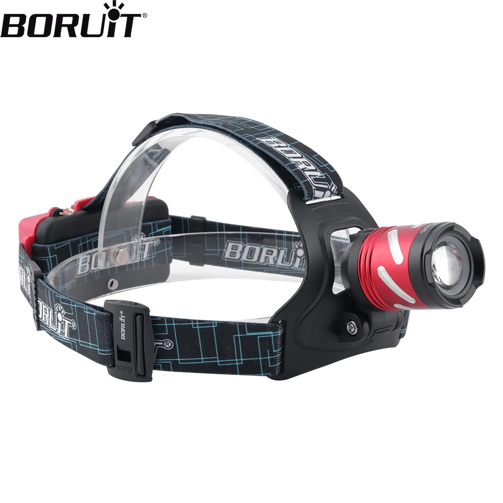 

BORUiT Super Bright B9 LED Headlamp 2000LM Rechargeable Zoom Headlight 3 Lighting Modes 18650 Head Torch Camping Fishing Lantern