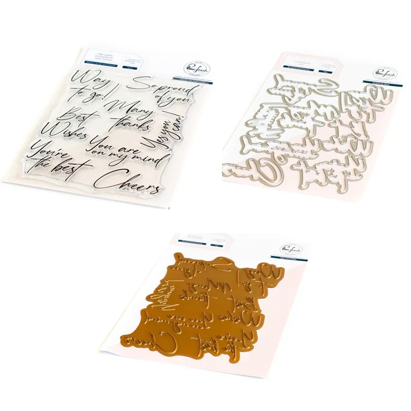 New Hot Foil Clear Stamps Metal Cutting Dies Modern Script Sentiments Background for Scrapbooking Embossing Frames Card