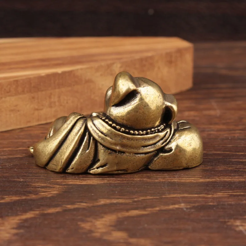 1 Pc Vintage Hollow Brass Lucky Pig Figurine, Retro Wealth Attracting Pig Tea Pet Copper Craft Ornamen