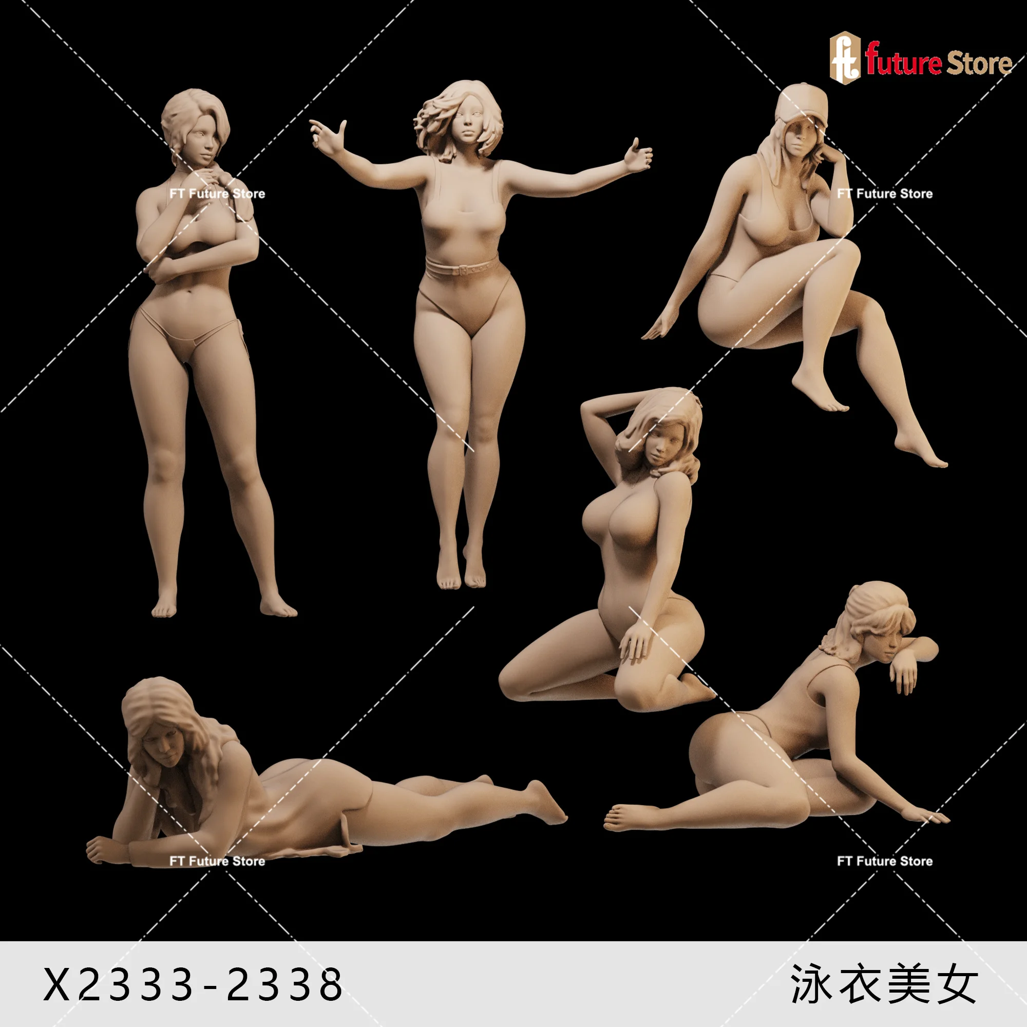 ثلاثية الأبعاد طباعة مصغرة 1/64 1/43 1/35 عامل جميل قليلا السمين سيدة بيكيني للشاطئ فتاة الشكل ديوراما تمثال نموذج MiniDoll