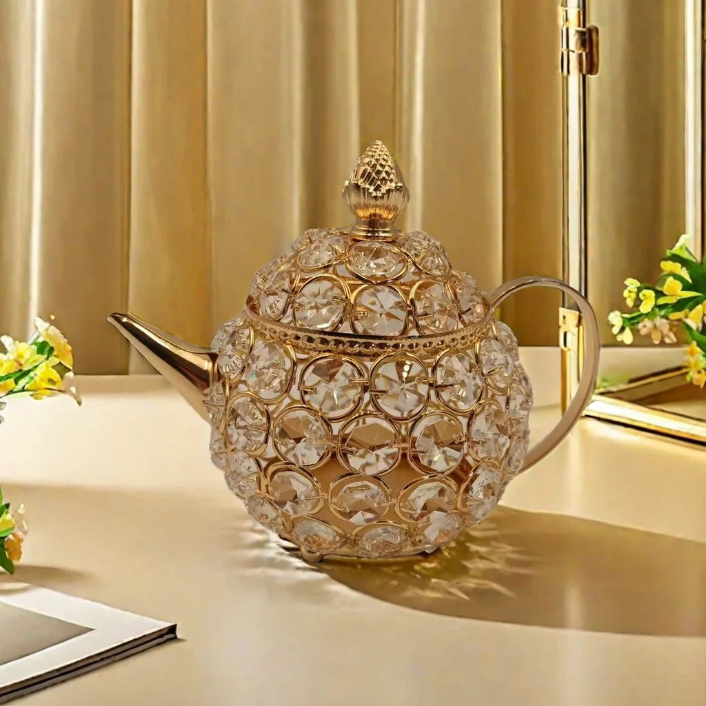 Creative Crystal Tea Pot,Candy Storage, Living Room Kitchen Decor, Birthday Gift