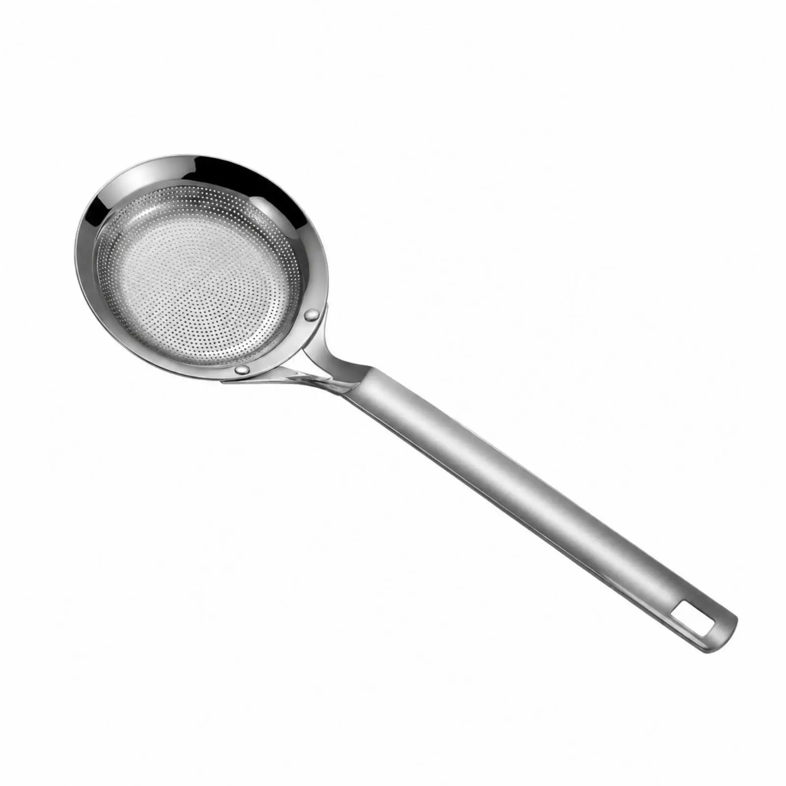 Stainless Steel Oil-Straining Skimmer Rust-Resistant Fine-Hole Frying Skimmer with Hanging Hole Easy to Clean Riveted-Handle