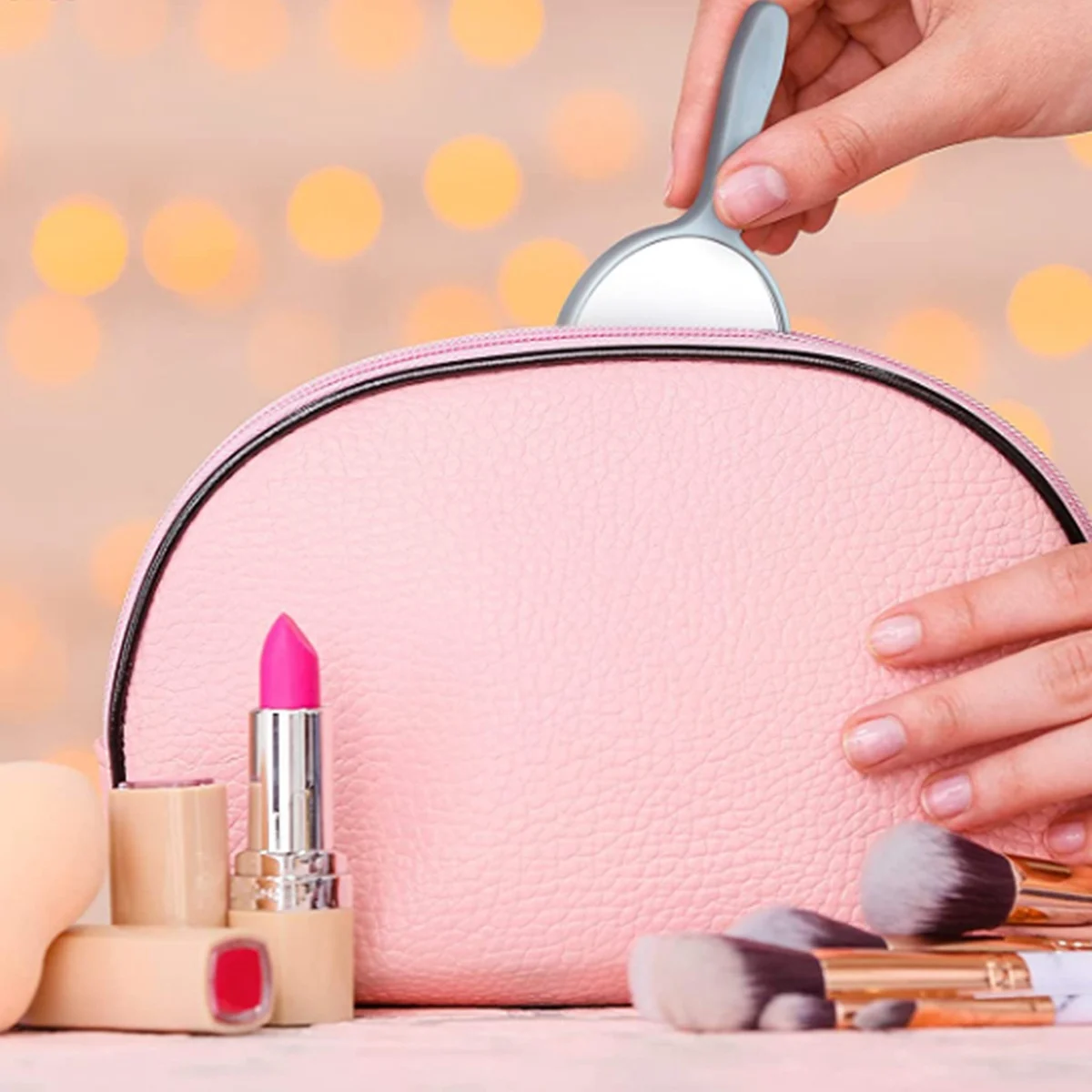 A44T10 шт. Ручное зеркало, маленькое зеркало, маленькое портативное круглое зеркало, дорожное зеркало для макияжа для путешествий, кемпинга, ежедневного использования