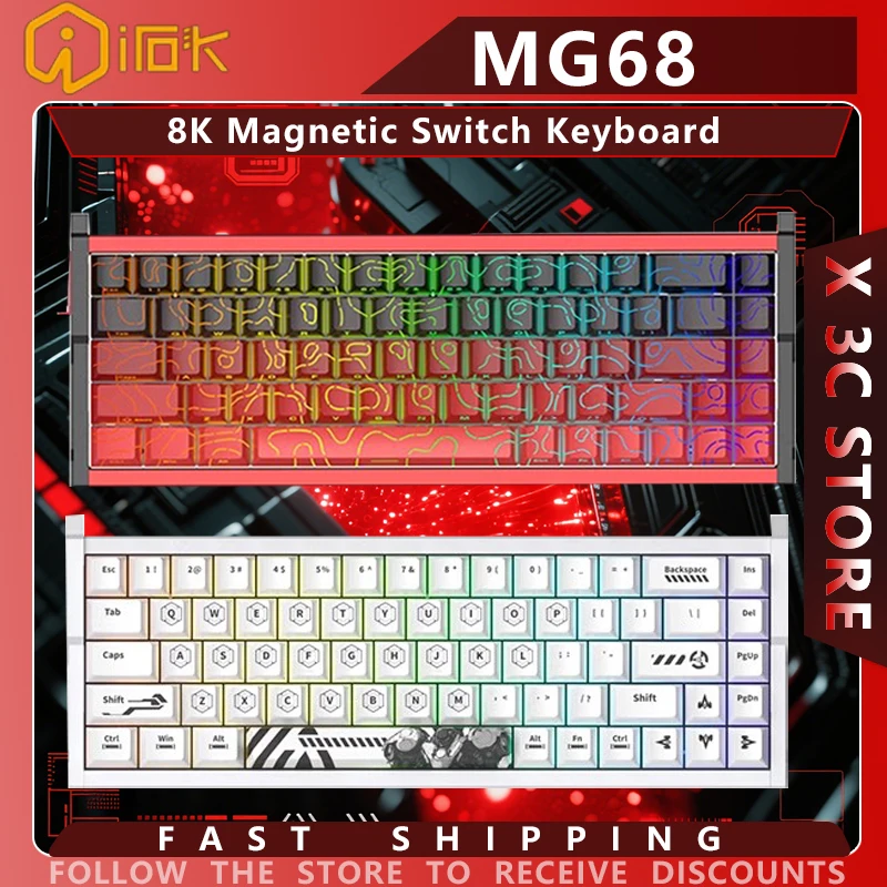 

Irok MG68 Mechanical Keyboard Magnetic Switch 8K Hot Swap RGB Gamer Gaming Keyboard E-Sports Gaming Accessories Customized Gift