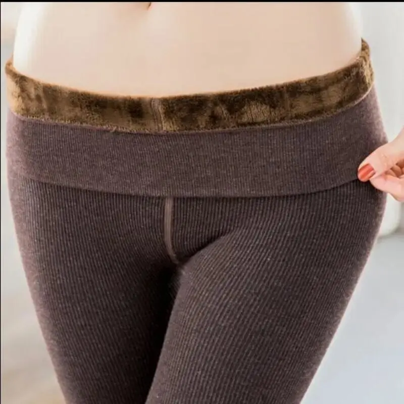 Women Winter Leggings Warm Leggins High Waist Solid Color Velvet Women Thickened Velvet Leggings Stretchy Black Stockings Tights image 4