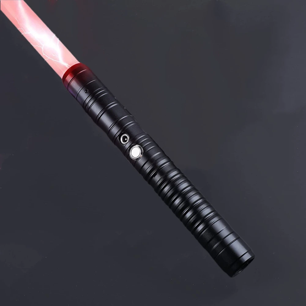 

Light up Saber RGB 14 Colors Change USB Rechargeable Metal Handle Light Sword Double-edged Change Heavy Dueling Sound Two In One