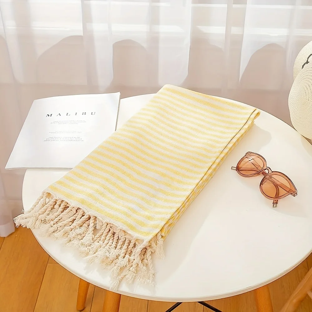 TURKISH Classical Series Beach Towel, Extra Large Wearable Turkish Bath Towel, Premium Luxury Striped Linen