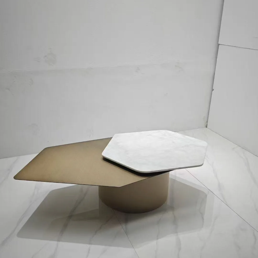 طاولة القهوة الدوارة الرخامية الفاخرة الخفيفة لغرفة المعيشة الجديدة تخلق بساطتها الإيطالية #6