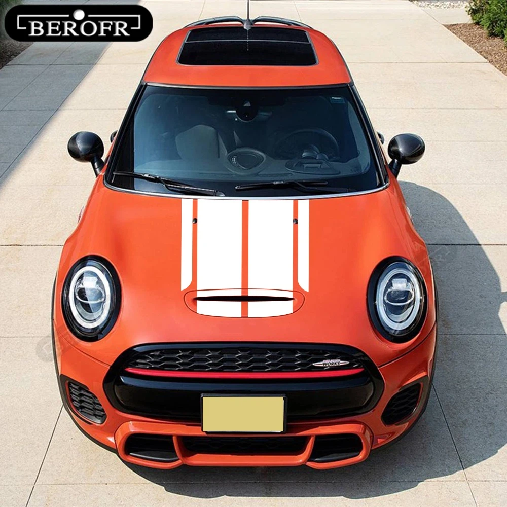 For MINI John Cooper Works F56 F55 F57 R56 R57 R58 R59 JCW Car Hood Bonnet Stripes Sticker Engine Cover Taligate Trunk DIY Decal