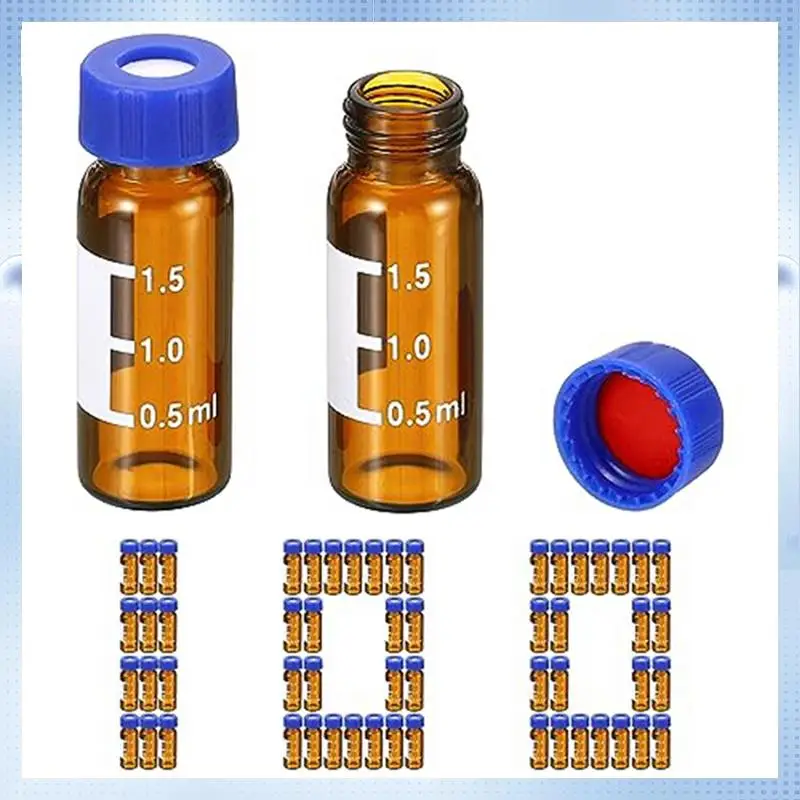 A82Q-100PCS  HPLC/GC Vials 9-425 Lab Amber Vials Sample Vial Screw Cap Writing Patch Brown