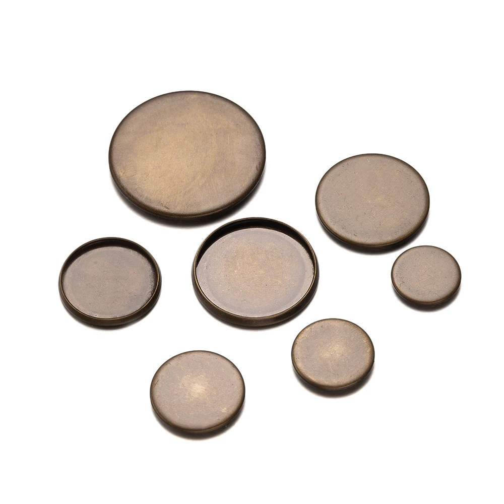 20 stücke runde Cabochon Basis antike Bronze leere Tablett Lünette Einstellungen für DIY Schmuck herstellung liefert Zubehör Materialien Handwerk – Detail 5
