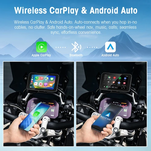 Imagen 2 del producto Pantalla Táctil de 5 Pulgadas para Motocicleta con CarPlay, Compatible con CarPlay Inalámbrico y Android Auto, Resistente al Agua