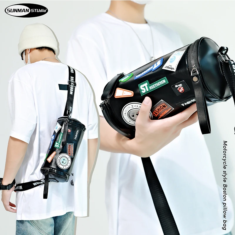 Fashion Shoulder Bag Messenger Bag Fashion Brand Couple Bag Ins Korea Boys Niche Design Cylinder Shoulder Bag