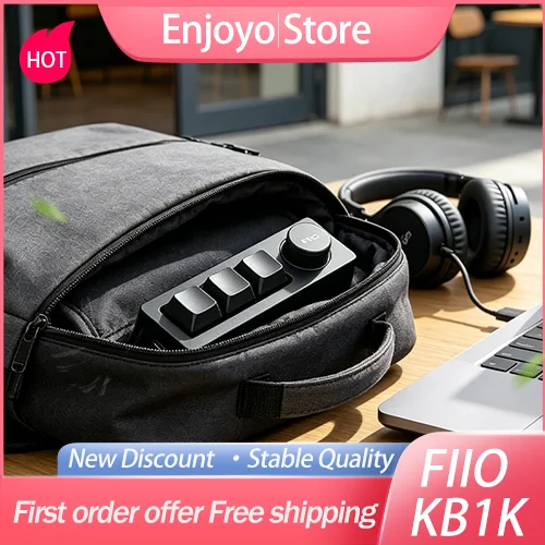 FiiO KB1K 3‑Key Programmable Multimedia Keypad Custom Macro Shortcut USB‑C with Rotary Knob for Audio Media Control PC Laptop