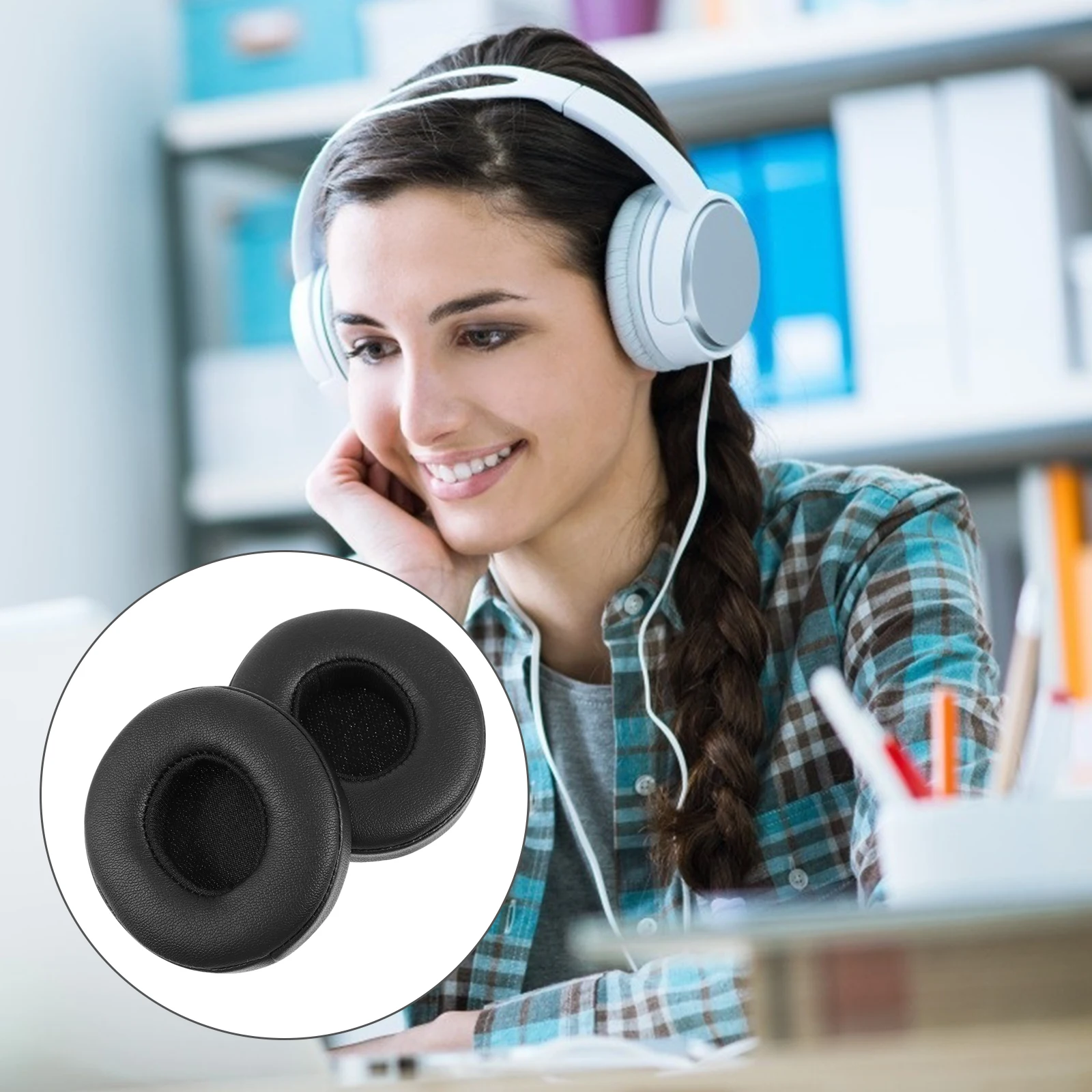 

2Pcs Headset Cover Comfortable Ear Pads for Solo3 Wireless Sweat Resistant Soft Skin Friendly Ideal for Daily