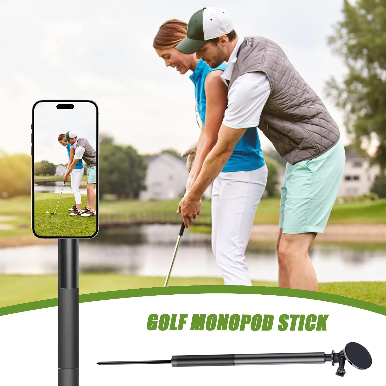 

Штатив для телефона для гольфа, палка для записи гольфа, магнитное крепление для мобильного телефона, регулируемая высота, выдвижная, поворот на 360 градусов для путешествий, видеоблогов