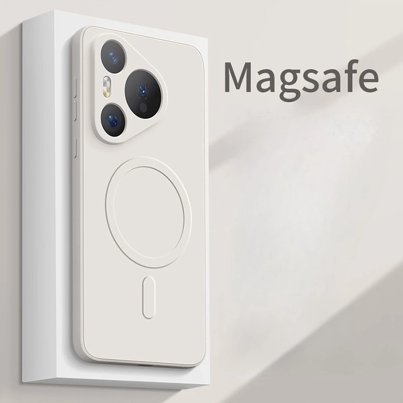 حافظة هاتف من السيليكون السائل رفيعة للغاية لهاتف هواوي بورا 80 برو + غطاء شحن لاسلكي Ultra Magsafe لهاتف Pura80 80Pro 80Ultra