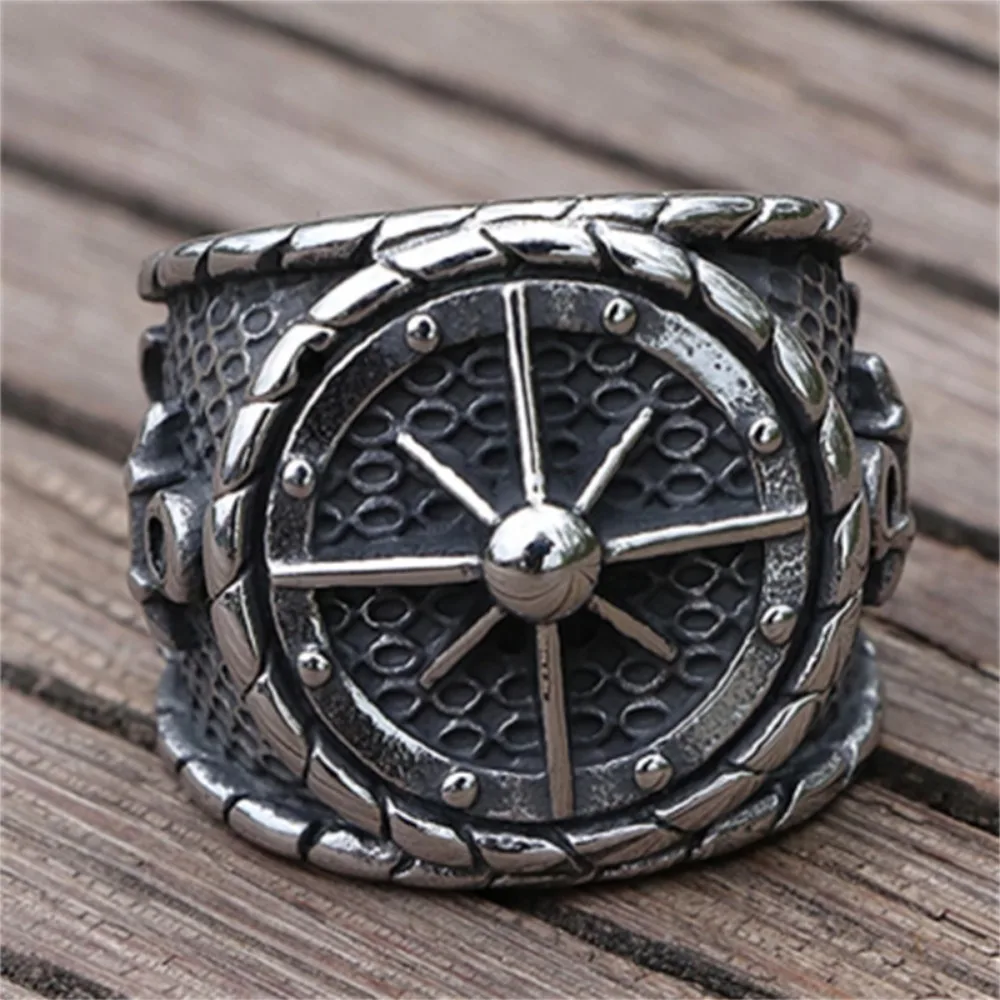 New Simple Punk Hip Hop Retro Niche Creative Trend Viking Compass Ring Nordic Biker Anchor Ring Men\'s Sailor Amulet Gift Jewelry