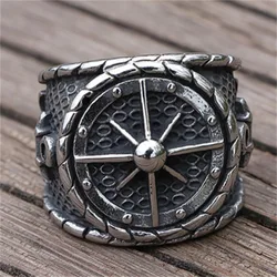 New Simple Punk Hip Hop Retro Niche Creative Trend Viking Compass Ring Nordic Biker Anchor Ring Men's Sailor Amulet Gift Jewelry