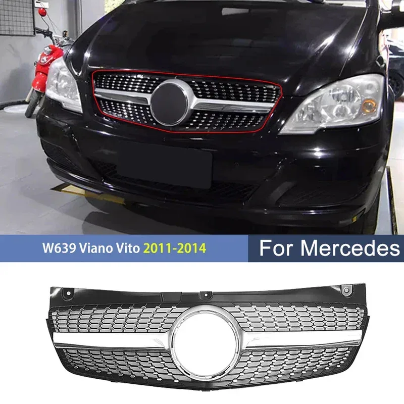 

Передние гоночные грили, комплект кузова, тюнинг для Mercedes-Benz W639 2011 2012 2013 2014, Viano/Vito, крышка бампера, накладка на капот, решетка