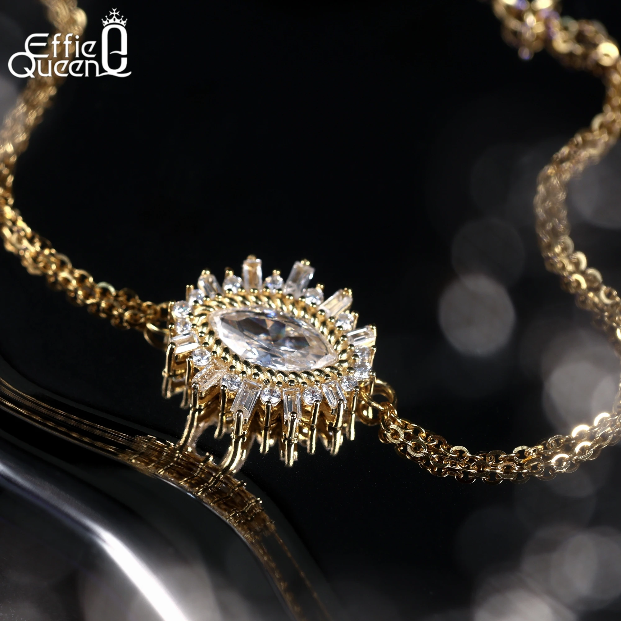 

EFFIE QUEEN Модный браслет 2025 Серебряный браслет 925 пробы с бирюзовым цирконием Многослойная цепочка Браслеты для пар для мужчин и женщин Подарок SB146