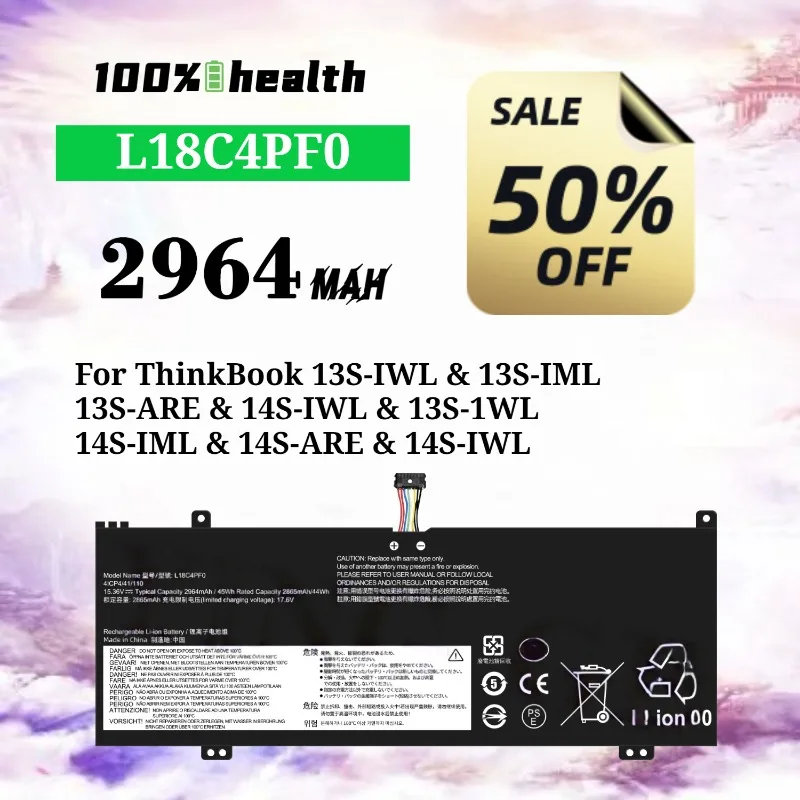 

L18C4PF0 2964mAh Laptop Battery for Lenovo 13S/14S-IWL/IML/ARE/1WL Zhaoyang K3/K4 Lithium Rechargeable Battery