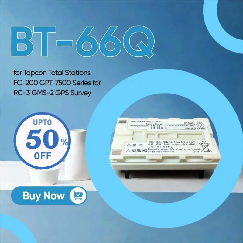 

7.4V 2600mAh BT-66Q Battery for Topcon Total Stations FC-200 GPT-7500 Series for RC-3 GMS-2 GPS Survey