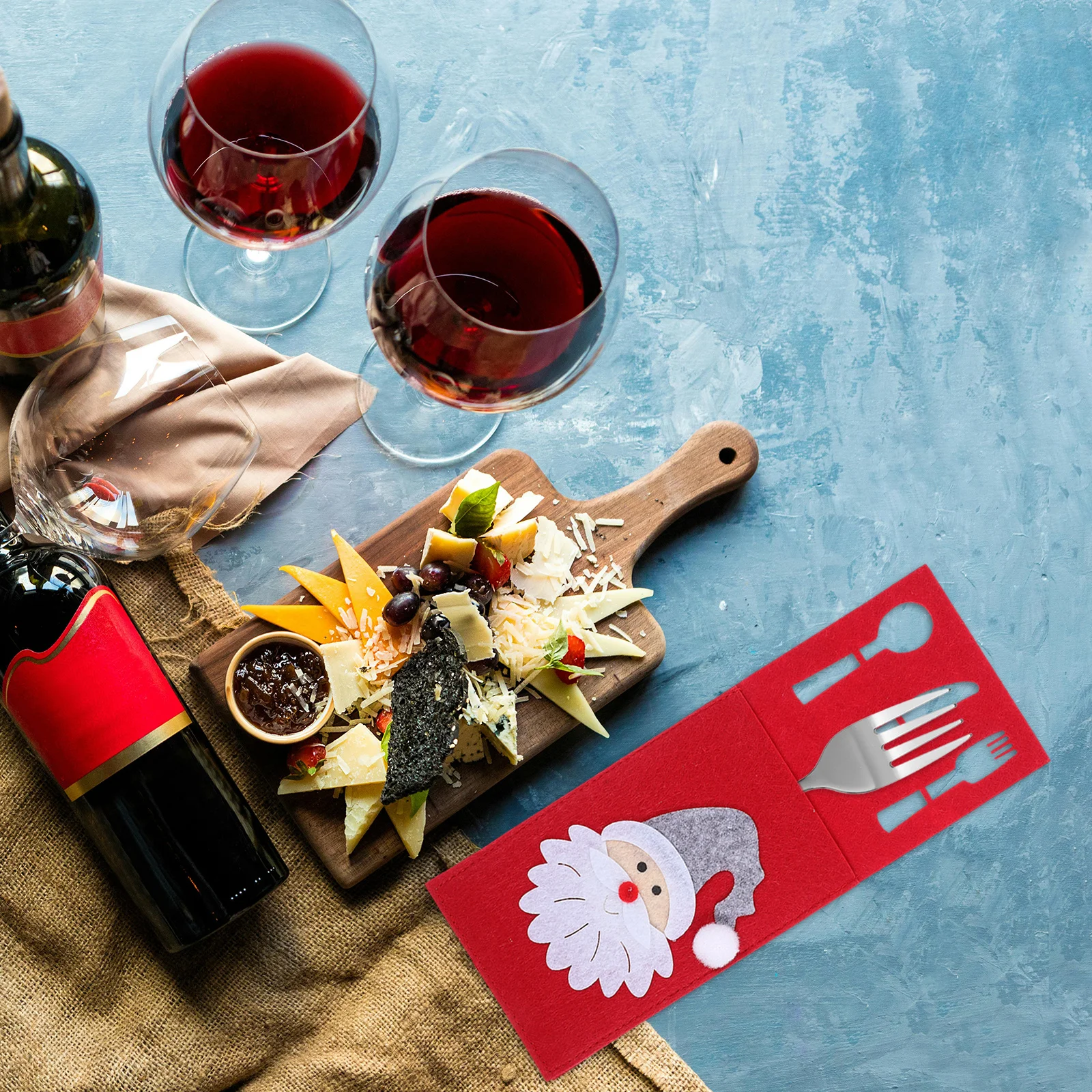 

4 Pcs Christmas Cutlery Bag Set Spoons Silverware Pockets Cloth Party Sleeve Fork