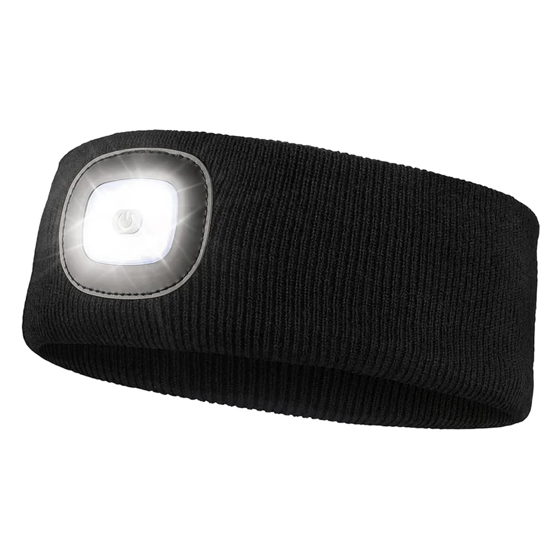 

Sports Headband with LED Light, USB Rechargeable Head Light Lamp for Outdoor Visibility, 4 LED Light Settings, Black