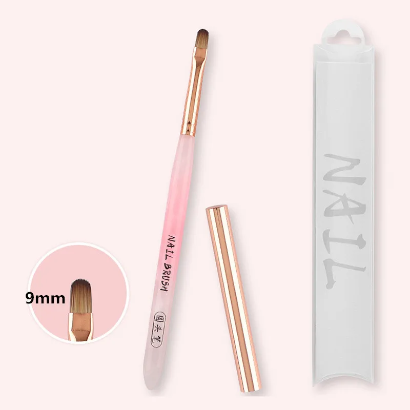 1/3 個ピンク透明ハンドルブラシマニキュアペイントブラシ Uv ジェルエクステンションビルダー描画ペン