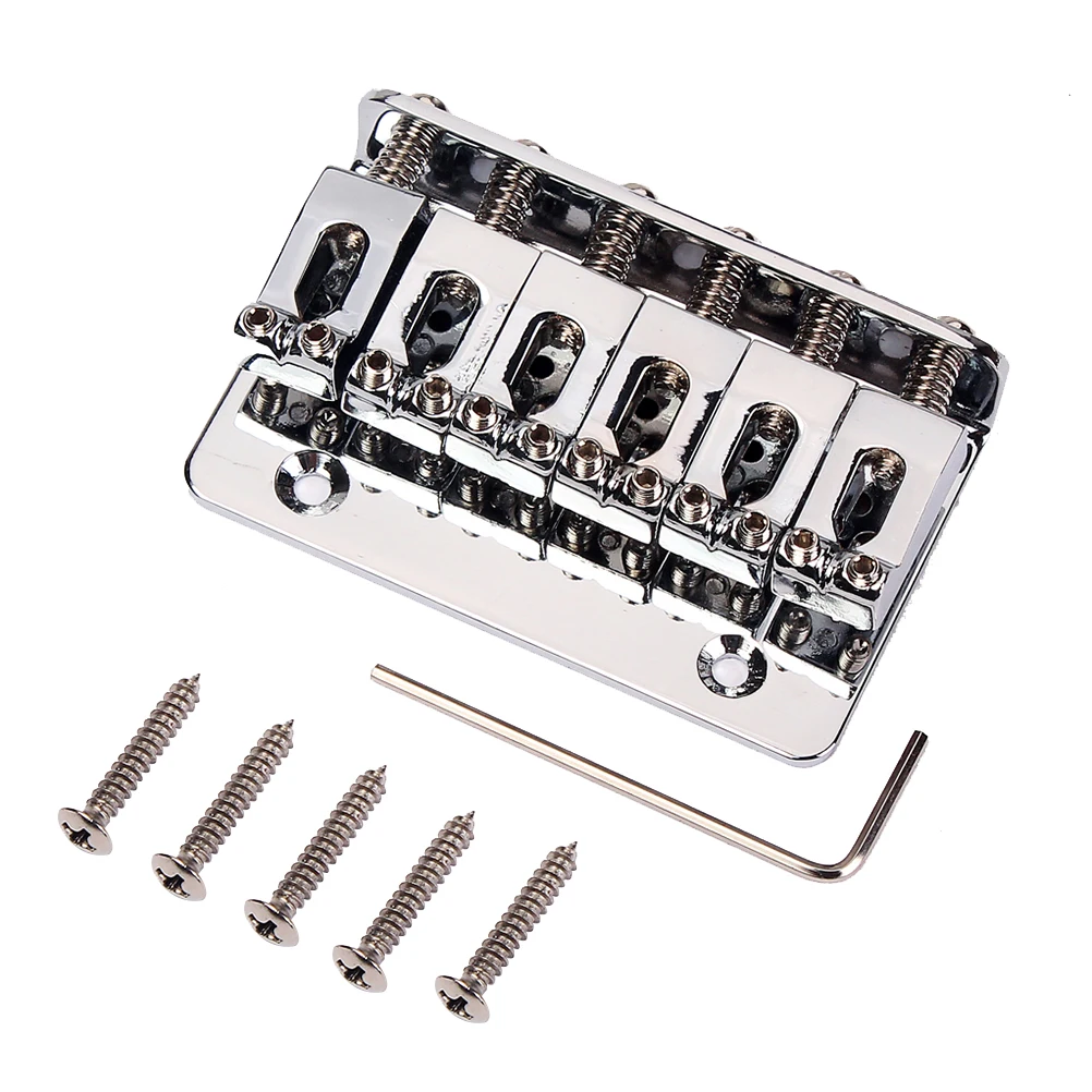 

65 Guitar Bridge String Bass Oblique Head Silver Vintage Style with Screws Fixed Hard Tail