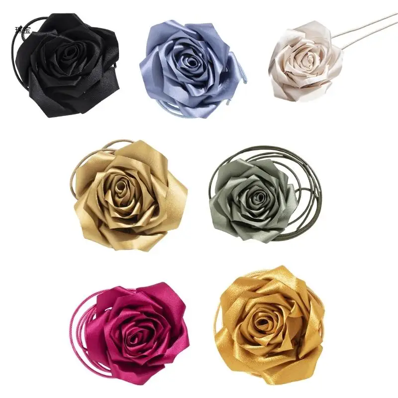 

X5QE Flower Waist Rope Belly Belt Elastic Rose Waiststrap Waist Decor Dress Ornament