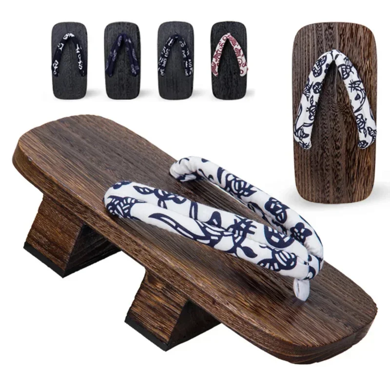 Geta Clogs Men Japanese Style Kimono Toe Shoes Anime Cosplay Traditional Wooden Flip Flops Oriental Sandals Sauna Indoor Slipper