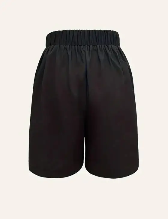 Spodnie damskie na lato 2025, jednolite, z wysokim stanem, plisowane, luźne, z prostymi nogawkami, codzienne, proste, uniwersalne szorty.