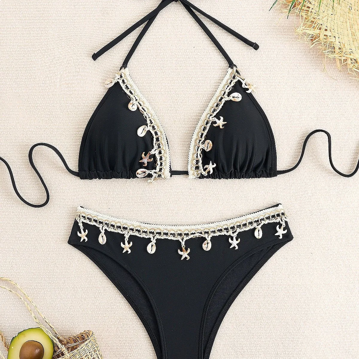 

Sexy Solid Halter Tie Knot Bikini Set Summer Beach Swimwear Women