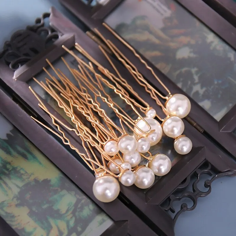 18pcs Gold Hairpin Ancient Wind Hairpin Embellishment Small Hairpin Pearl Hairpin Ancient Costume Styling Hanfu Headdress