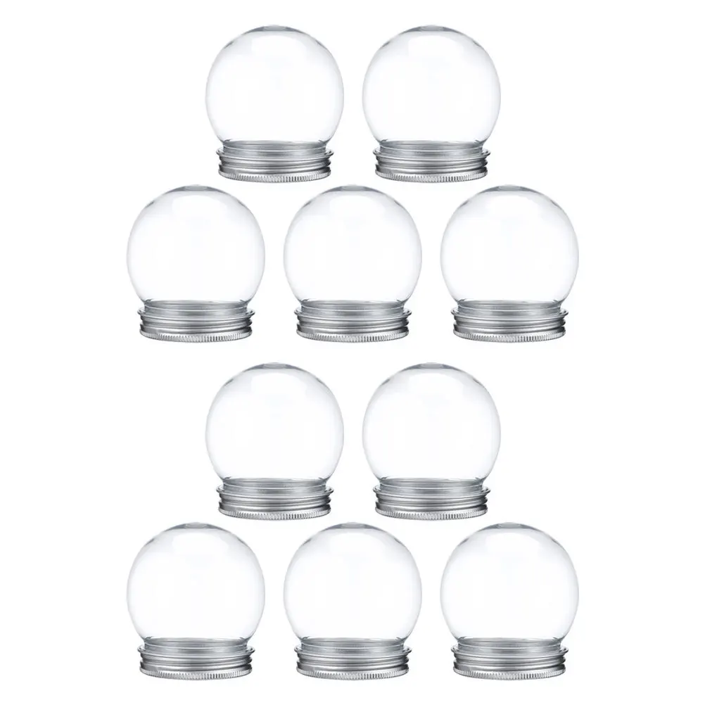 

10Pcs Christmas DIY Snow Globe Clear Plastic Fillable Ball Screw Cap Craft Candy Jar Holiday Decoration Party Supplies