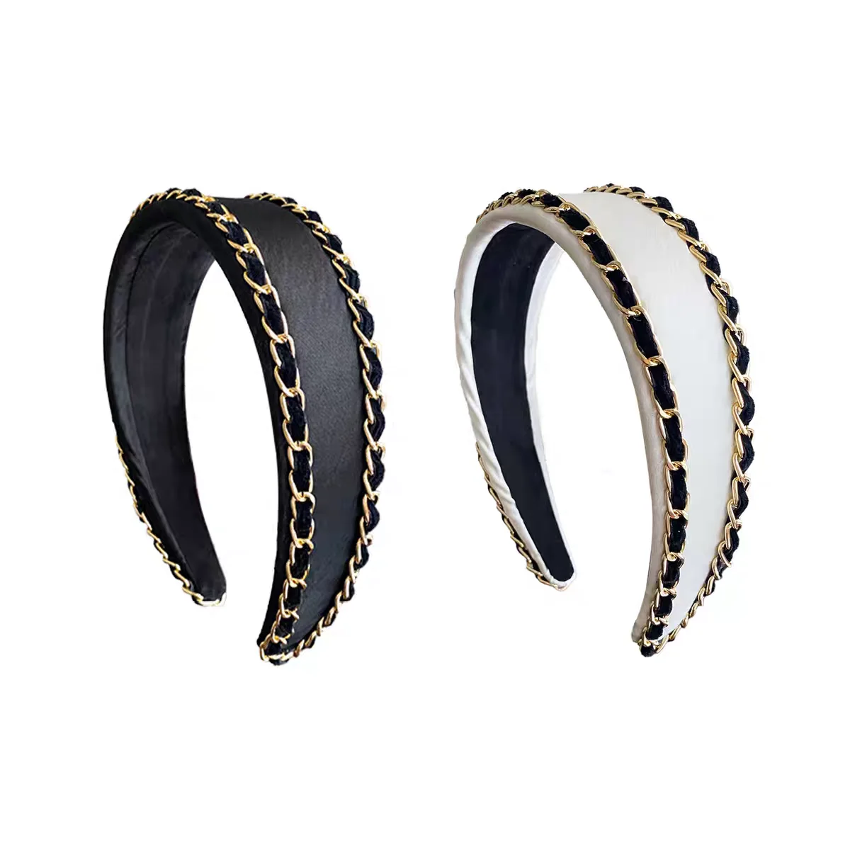 

2 шт., винтажная расширенная высококачественная широкая повязка для волос с цепочкой для женщин и девочек, корейский топ, модные обручи для волос, повязка на голову, аксессуары