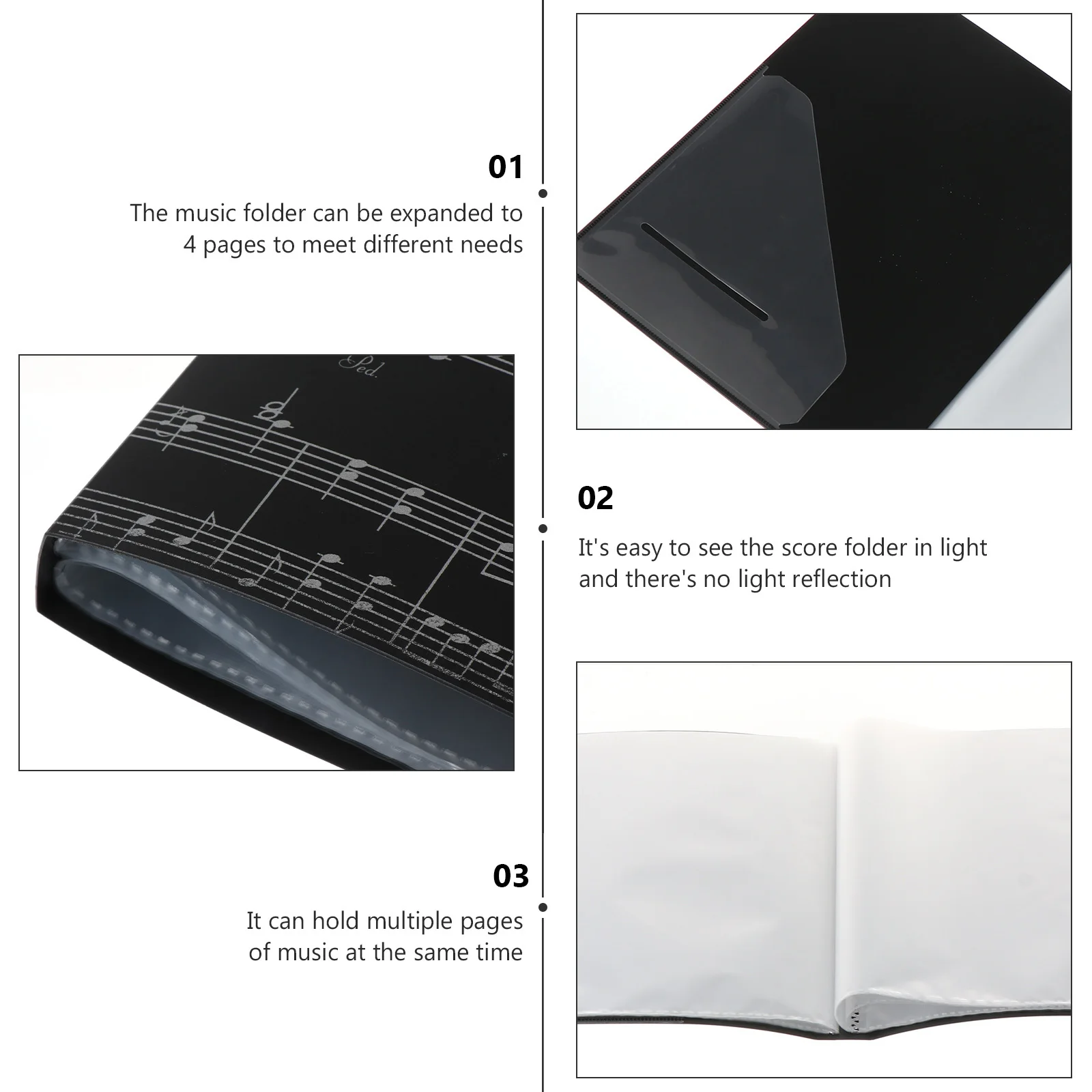 

Black A4 Size Music Sheet Organizer 40 Pockets Portable Documents Folder Durable High-Quality Plastic Storage Music Sheet Folder