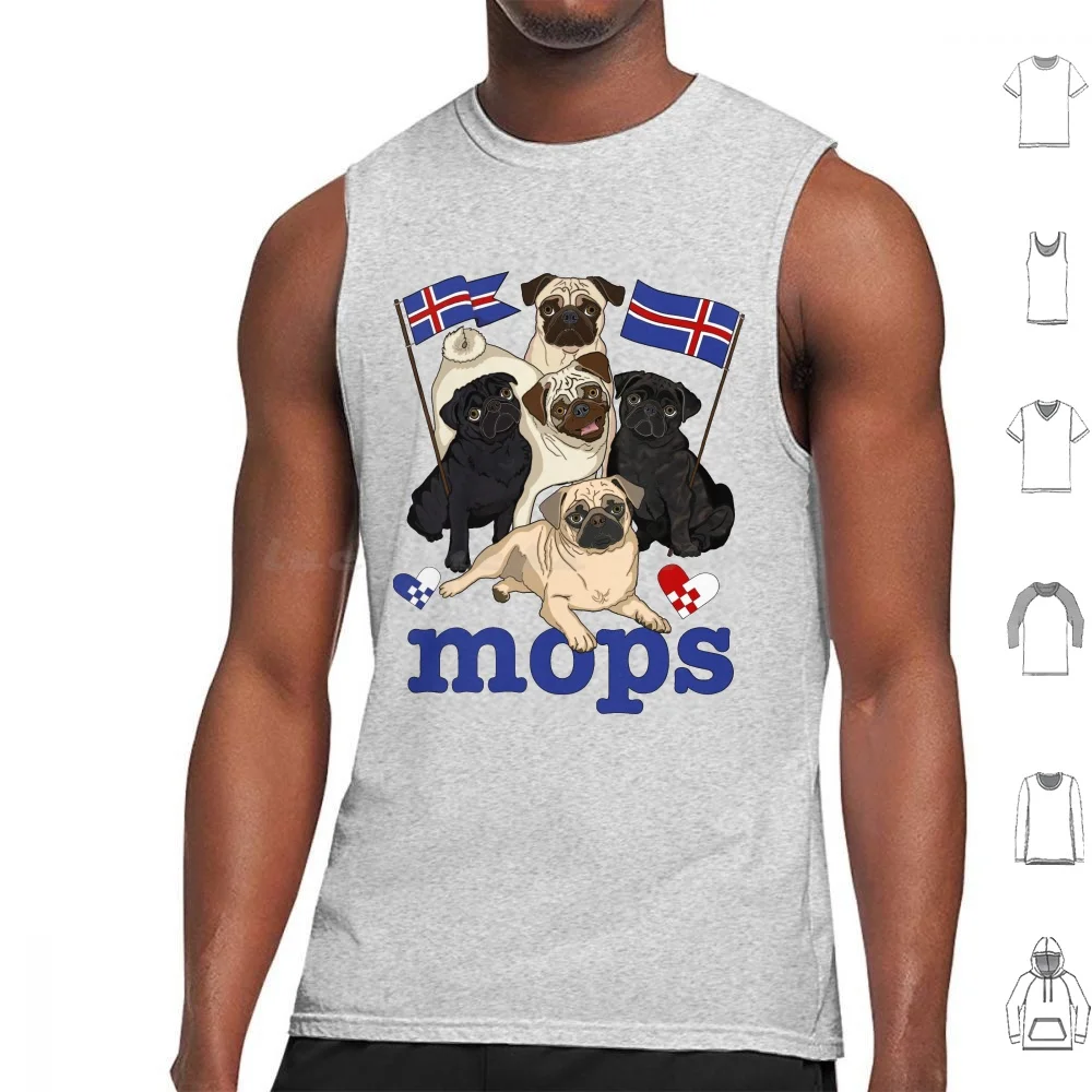 Mops! ( Icelandic Version! ) Tank Tops Print Cotton Pug Pugs Pug Grumble Mops Hundur Fivepugs Íslenskur Jana