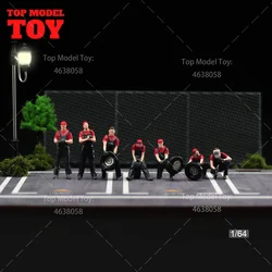 Painted Miniatures 1/64 Car Maintenance Worker Tire Man Figures Model Mini Scene Props Doll Figures Model For Vehicles Toys