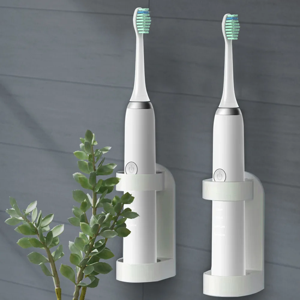 1Pc Wall Mounted Electric Toothbrush Holder for Bathroom Organizer Adhesive Toothbrush Base Rack to Saving Space and Keep Drying