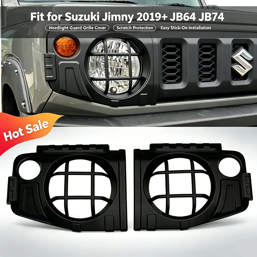For Suzuki Jimny 2019+ JB64 JB74 Matte Black ABS Headlight Guard Cover Protector Grille Front Off-Road Exterior Accessories