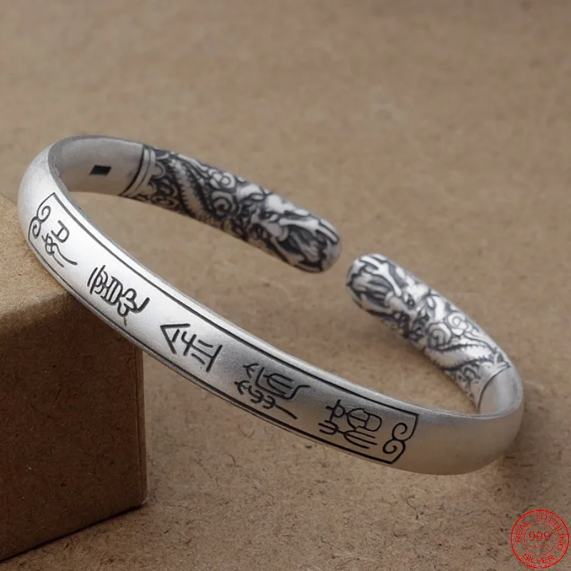 Bracelets en argent regardé S30/10/2018 pour femmes et hommes, sculpture de tête SunWuKong, RuYiJinGuBang, bracelet nuage de bon augure, bijoux psychium