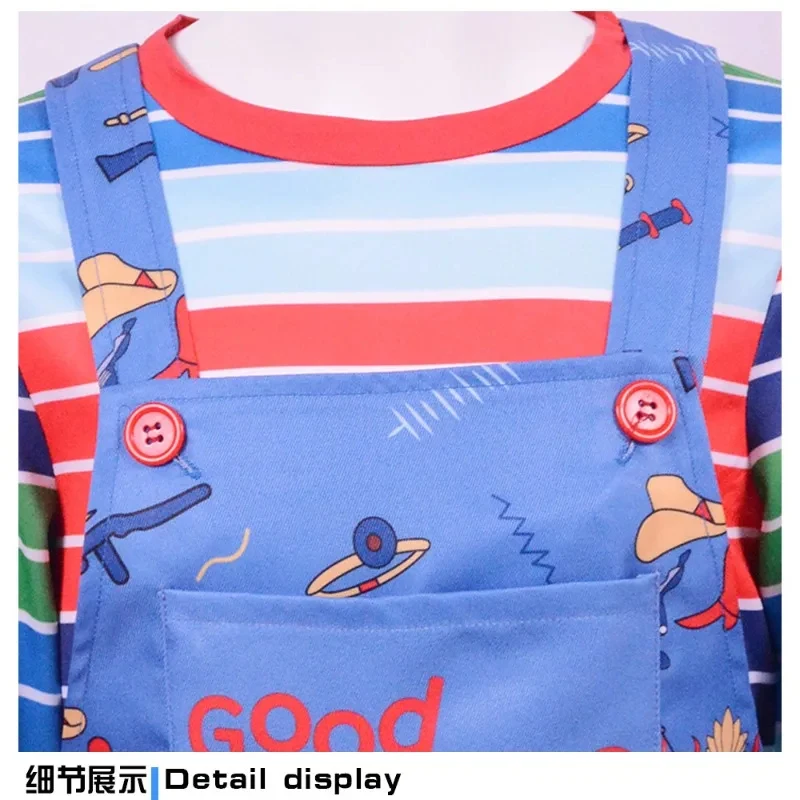 

A'3,b\6;f/Horror Movie Cosplay Costume Striped Shirt and Jumpsuit for Chucky Overalls Halloween Carnival Costumes f3;b,6/k'5;
