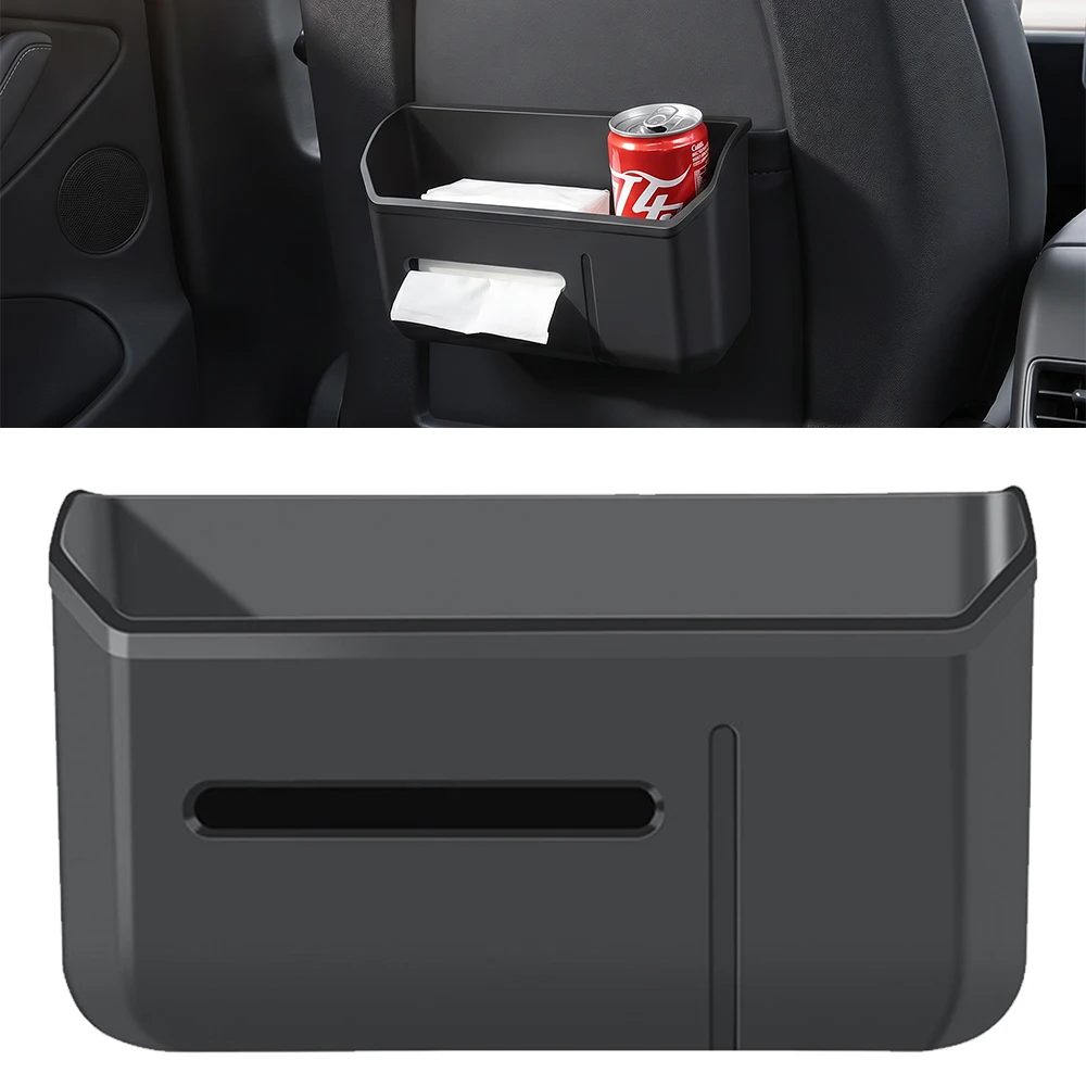 Multi function TPE Car Seat Back Storage Box For Tesla Model 3 2017-2023 Model Y 2021-2024 Auto Cup Holder Garbage bin Accessory