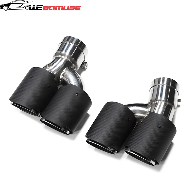 Dual Out Exhaust Tip Carbon Fiber Muffler Tip For BMW 525i 528i 530i G30 G31 5 Series Exhaust Tip Nozzle 2018+