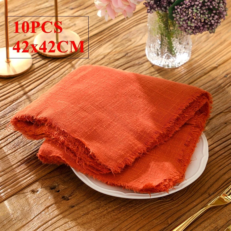 42x42cm Rustic Gauze Table Napkin Reusable Cotton Napkins For Wedding Event Party Decoration